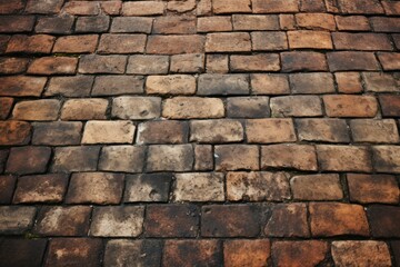 Naklejka premium Texture of a traditional brick road with weathered bricks