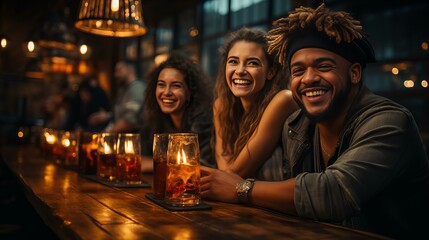 集団でのバーでの楽し飲み会