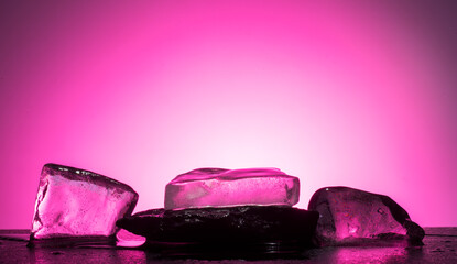 purple red ice for product presentation, podium, background. cosmetics perfumes jewelry...