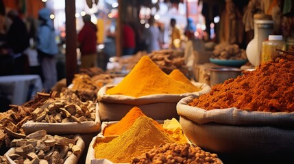 Bright spices on the Indian market - obrazy, fototapety, plakaty