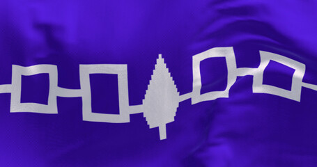 Close-up of Iroquois flag waving in the wind