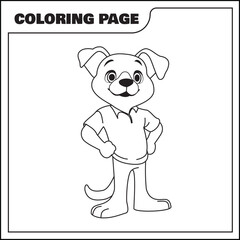 coloring page cute dog vector illustration, animal coloring page