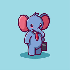 Cute elephant business with money cartoon