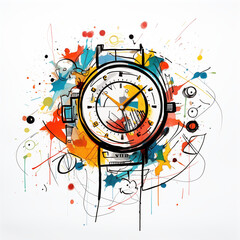 Hand-Drawn Whimsical Doodle Illustration of a Watch
