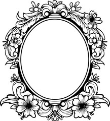 Oval frame flower ornament