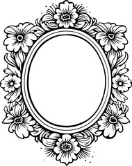 Oval frame flower ornament
