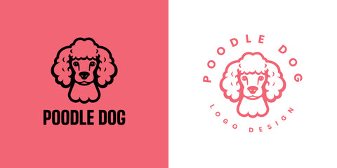 Poodle dog logo design Vector, Cute poodle dog logo templete, silhouette of the dog breed poodle logo, Cute dog logo