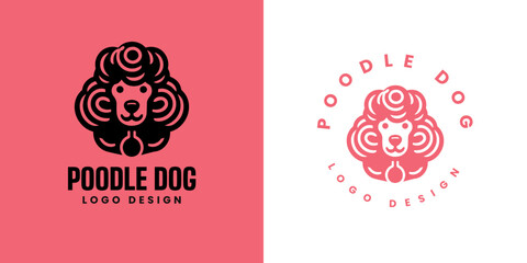 Poodle dog logo design Vector, Cute poodle dog logo templete, silhouette of the dog breed poodle logo, Cute dog logo