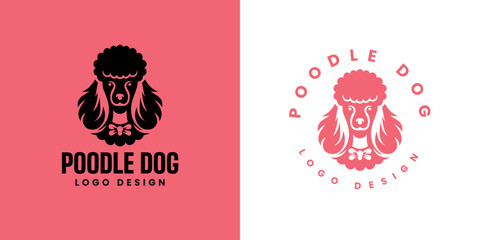 Poodle dog logo design Vector, Cute poodle dog logo templete, silhouette of the dog breed poodle logo, Cute dog logo