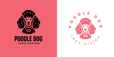 Poodle dog logo design Vector, Cute poodle dog logo templete, silhouette of the dog breed poodle logo, Cute dog logo