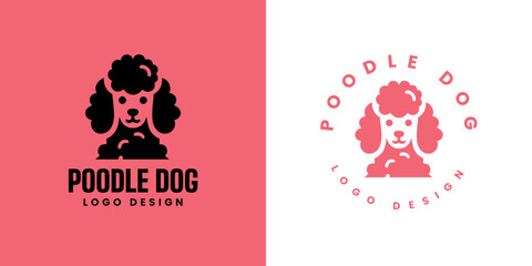 Poodle dog logo design Vector, Cute poodle dog logo templete, silhouette of the dog breed poodle logo, Cute dog logo