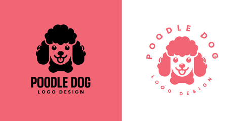 Poodle dog logo design Vector, Cute poodle dog logo templete, silhouette of the dog breed poodle logo, Cute dog logo