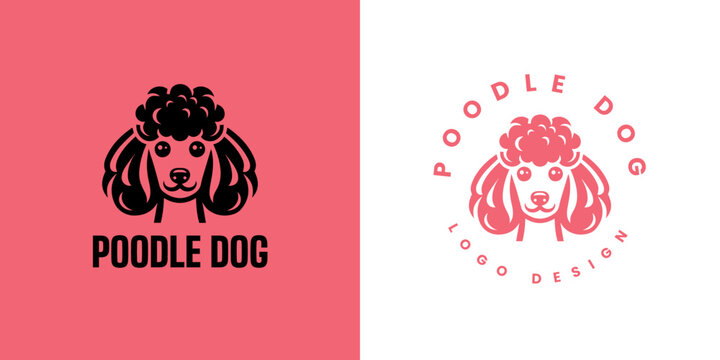 Poodle dog logo design Vector, Cute poodle dog logo templete, silhouette of the dog breed poodle logo, Cute dog logo