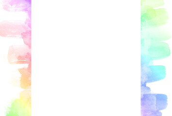 レインボーの水彩イラストのフレーム素材