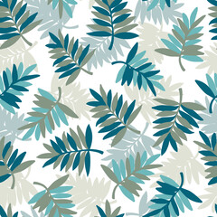 Fototapeta premium Exotic Green Palm Leaves Array Vector Pattern