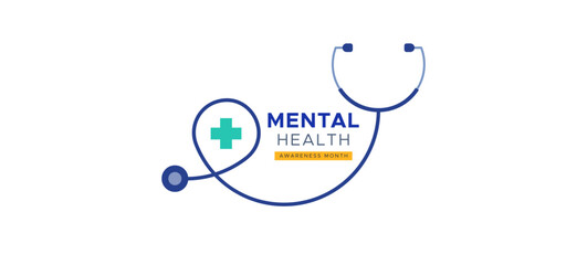 Mental Health Awareness Month banner design. Care about mental health. Health concept design. May is Mental Healt Awareness Month