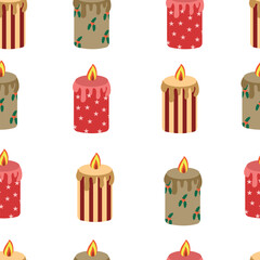 Christmas candle seamless pattern