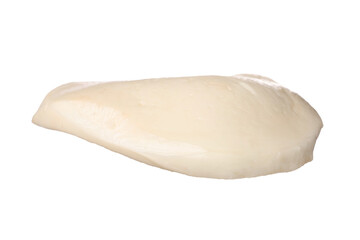 Slice of mozzarella cheese isolated on white
