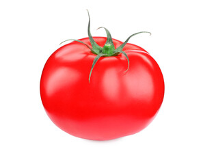 One red ripe tomato isolated on white