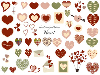 手描きのハートの素材セット