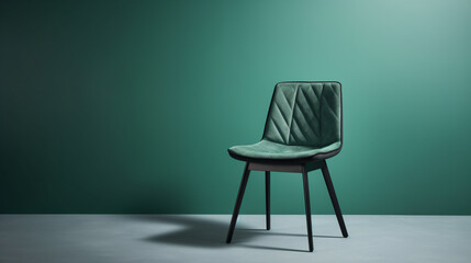 a green chair sitting in a room with a green wall