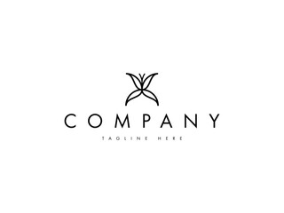 abstract butterfly line logo design