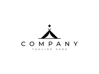 abstract tent camping outdoor logo design