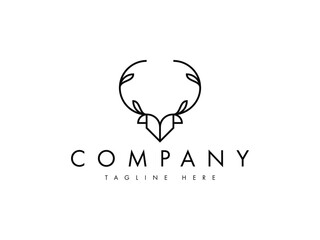 deer with nature leaves logo design