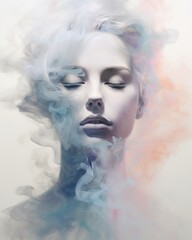 Graceful Expression: Contemporary Fine Art Painting in Colored Smoke. Generative AI