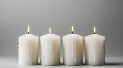 Three White Candles Arranged Together