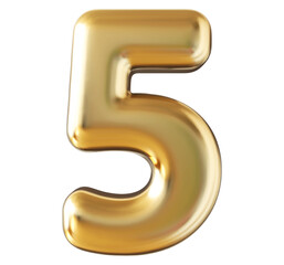 Number 5 gold 3d render