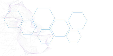 Vector Abstract medical blue hexagon vector background design. science concept with space for your text and Innovation medicine, health, technology . Suit for poster, cover, banner, flyer, brochure.