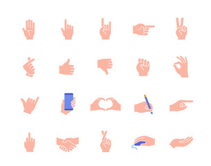 Vector Set of colorful hand gestures icons
