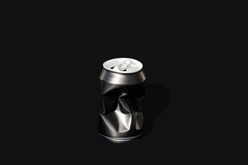 One aluminum creased drinking can. Sorting garbage concept.
