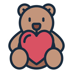 Obraz premium Teddy Bear dollw ith big heart icon