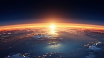Fototapeta premium Inspiring view of sunrise as seen from Earth's orbit in