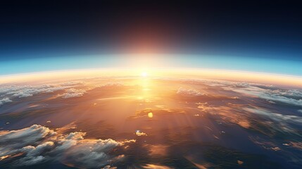 Fototapeta na wymiar Inspiring view of sunrise as seen from Earth's orbit in