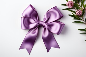 purple ribbon tied in a knot