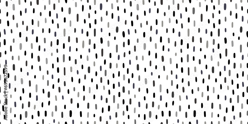 Poster Small dash pattern on white background. Hand drawn small black dash seamless pattern. Simple minimal abstract, geometric texture design seamless background. Vector illustration