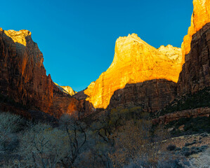 Sunrise on The Court of The Patriarchs, Zion National Park, Utah, USA