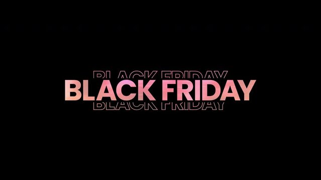 Black Friday graphic element with sleek multi colored textured text. Bold black friday sale banner design 4k animation. sales shopping social media background. Hue change.