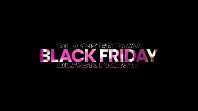 Black Friday graphic element with sleek bright pink textured text. Bold black friday sale banner design 4k animation. sales shopping social media background.
