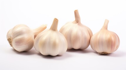 A Set of Garlic with white isolated transparent background.