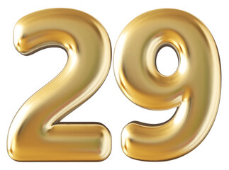 Number 29 gold 3d render