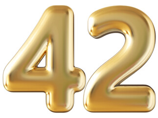 Number 42 gold 3d render