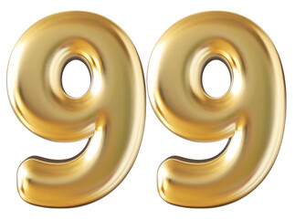 Number 99 gold 3d render