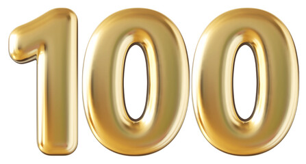 Number 100 gold 3d render