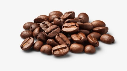 Fototapeta premium A Close-up view of coffee beans on a white isolated transparent background.