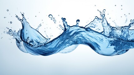 A Close-up of Blue water, spiral, liquid, splash, swirling wave, white isolated background.