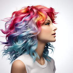 rainbow hair woman